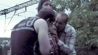 Petite Older Lady Double Teamed By 2 Guys Outdoor Street Sex