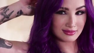 Abigail Mac Purple Hair Big Ass Doggy Style Anal on White Couch