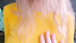 Blonde Mom Sundara Blows Cock in Yellow Top