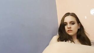 Amateur Brunette Stretches Tight Ass With Anal Toy On Webcam