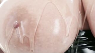 Angela White & Abigail Mac Suck Dick in Tight PVC Catsuits Before Double Anal