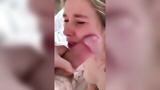 Rough Teen Blonde Pounded on Red Bed with Hard On