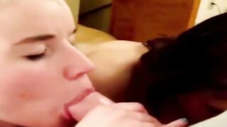 Amateur Blonde & Dark Haired Whores Deepthroat Thick Dick Group BJ