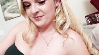 Blonde MILF Deepthroats Tight Throat Then Rides Rough on Couch