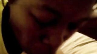 Amateur Black GF Sucks White Boyfriend's Cock Deepthroat BJ