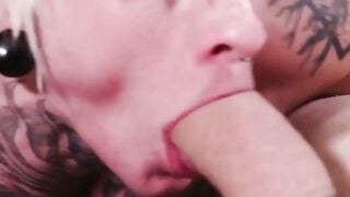 Tattooed FTM Austin Spears Deepthroats Pierce Paris Massive Dick