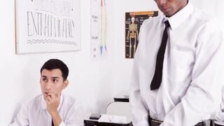 Tattooed Latina MILF Teacher Sucks Cock & Rims Ass in Classroom