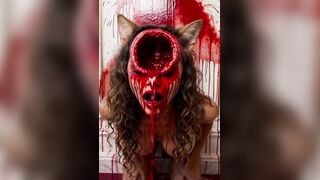 Pink Catgirl Deepthroats Shotgun in Bloody Restroom