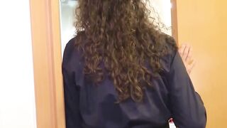 Curly Inked MILF Deepthroats Teen Stud In Shower