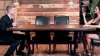 Nina Reyna Deepthroats Thick Cock Before Rough Table Plowing