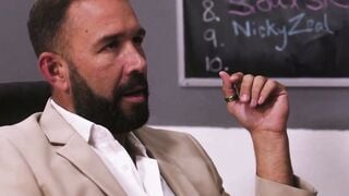 Bearded Professor Will Pounder Banged by Redhead Myra Moans & Brunette Pixie Smalls in Classroom
