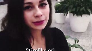 Brunette Sucks Cock with Purple Plug and Red Nails