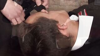 Leo Rains Gets Double Drilled by Two British Schoolboys in Office Threesome