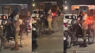 Drunk Indian Girl Gives Messy Handjob to Rickshaw Driver on Street