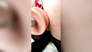 HimeTsu Big Ass Ebony Vibrator Solo Masturbation with Heart Butt Plug