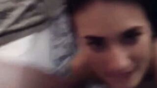 Dark Hair Girl Finger Fucks Wet Pussy On White Bed
