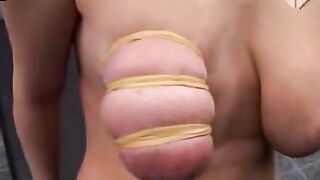 Inked Blonde Nipples Stitched & Pinned in Painful Bondage