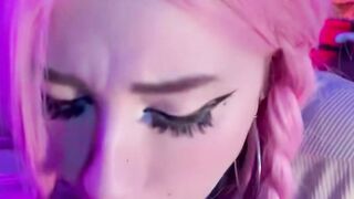 Pink-Haired Girl Deepthroats Thick Dick in Intimate Close-Up POV