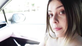 Violet Dawn Deepthroats Cock in Car Then Bends Over for Rough Doggy Style