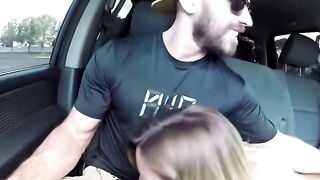 Blonde Bunny De La Cruz Sucks Titus Steel's Cock In Moving Car