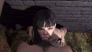 Inked 3D Girl Deepthroats Dick in Dark Alley