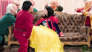 Snow White Deepthroats Seven Dwarfs & Swallows Cum in Forest
