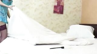 Agneta in Blue Lace Dress Gets Rough Bed Sex with Stepbrother