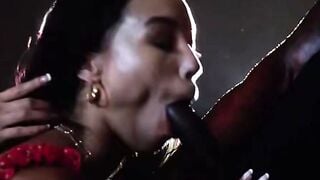 Emily & Alexis Deepthroat BBC Threesome on Couch