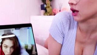 Tattooed Big Boobed Girl Deepthroats Giant Dick While Watching Tape