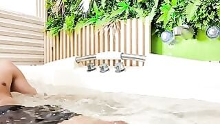 Cute Latino Twink Gets Sensual Handjob on Big Uncut Cock in Bath