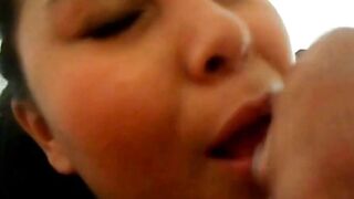 Amateur BBW Latina Sucks Cock Deepthroat POV Creampie
