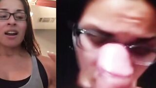 Glasses Babe Deepthroats Big Cock Bareback