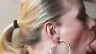Swedish Blonde Cougar Deepthroats Young Cock