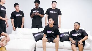 Vivian Deepthroats 7 Ebony Cocks in Pizza Delivery Gangbang