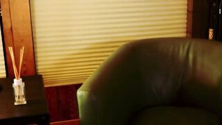 Abigail Mac Teases Big Tits in Tight Purple Dress on Couch