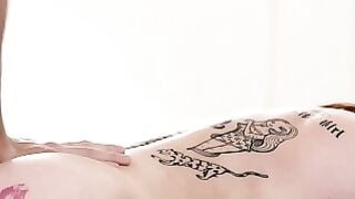 Kiara Lord Deepthroats Inked Man on White Table