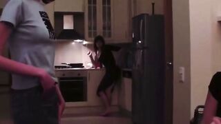 BBW Cougar & Asian Teenie Lesbian Foursome Party in Living Room