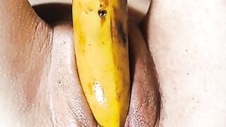 Asian Teen Masturbates with Banana on Webcam