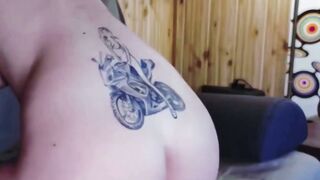 Tattooed BBW Mom Facefucks Young Stepson on Couch