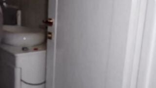 Inked mom Blows Dick into WC with Step Son
