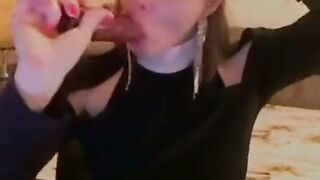 Cute Amateur Webcam Girl Deepthroat Dildo