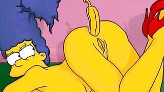 Marge Simpson Cartoon Porn: Cheating Wife Sucks Cock & Anal Dildo