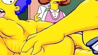 Marge Simpson Cartoon Porn: Cheating Wife Sucks Cock & Anal Dildo