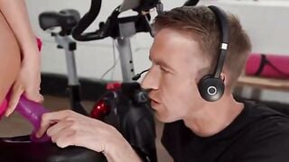 Big titted Red haired & Dark haired Roommates Share Long Dick And Dildos On Bed