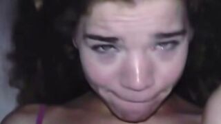 Adorable Teens Vibrator Roughly Blows Dick on Bed with Lucky