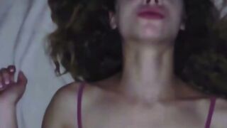 Adorable Teens Vibrator Roughly Blows Dick on Bed with Lucky