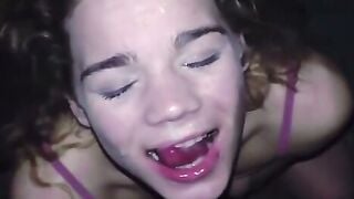 Adorable Teens Vibrator Roughly Blows Dick on Bed with Lucky