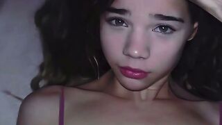 Adorable Teens Vibrator Roughly Blows Dick on Bed with Lucky