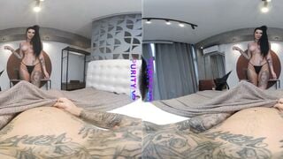 Brunette Latina Polly Persch Deepthroats Big Black Cock in VR POV