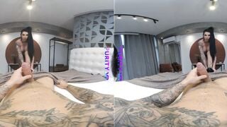 Brunette Latina Polly Persch Deepthroats Big Black Cock in VR POV